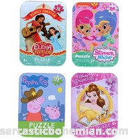 4 Collectible Puzzles Tins for Girls Ages 5+ 6+ Bundle of 4 Puzzles Peppa Pig Belle from Beauty and the Beast Shimmer and Shine and Princess Elena of Avalor Gift Set  B07818VYP8